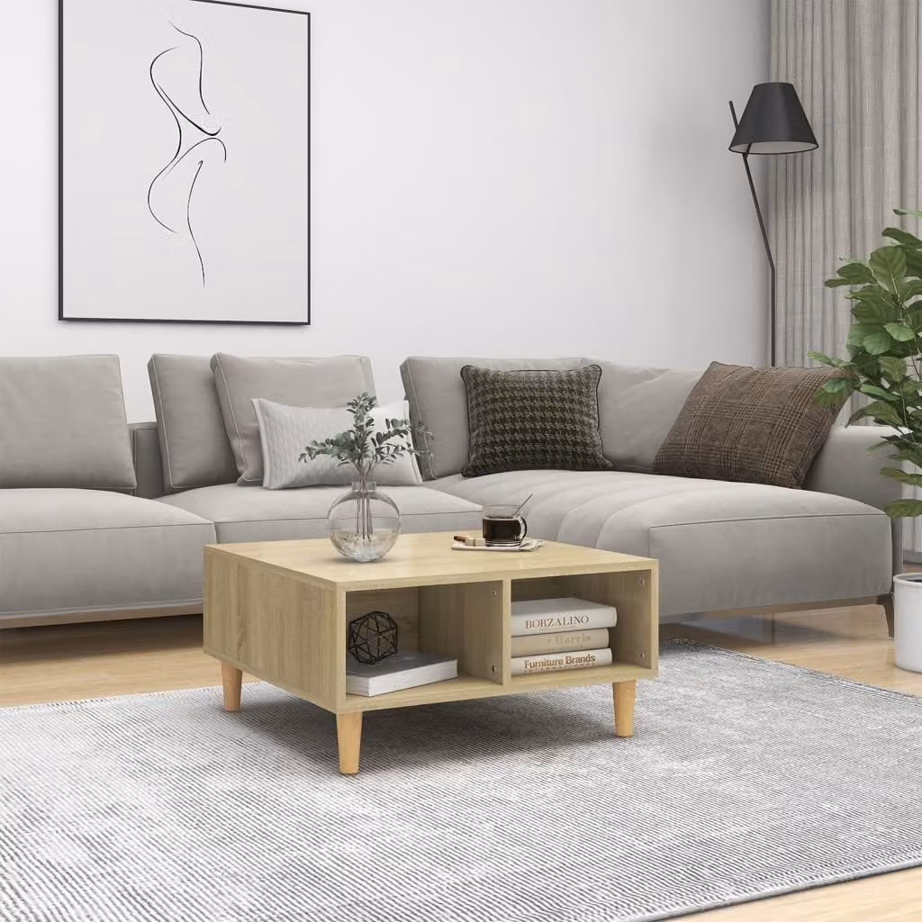 The Living Store tavolino in rovere Sonoma 60x60x30 cm materiale a base di legno