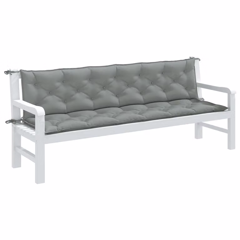 Set di 2 cuscini per panca da giardino vidaXL in poliestere grigio, L 200 cm x P 50 cm x H 7 cm