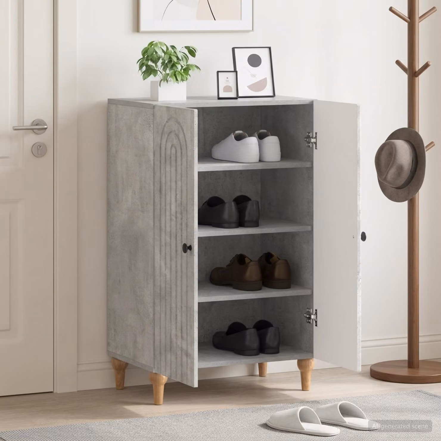Mobile per scarpe vidaXL ALKMAAR moderno Grigio, L: 59,5 cm, P: 39,5 cm, H: 90 cm