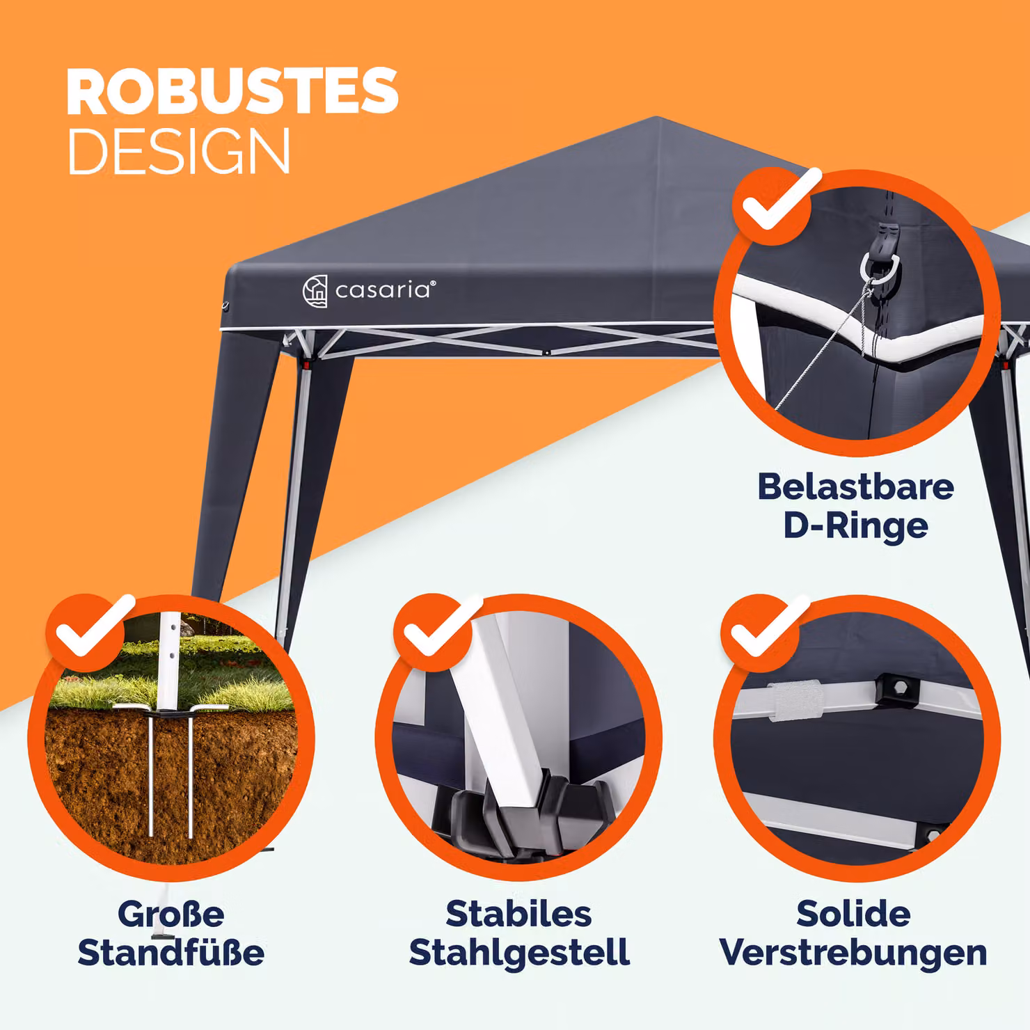 Gazebo pieghevole Capri Casaria® antracite con 4 pareti laterali L: 300 cm, P: 300 cm, H: 250 cm – 2