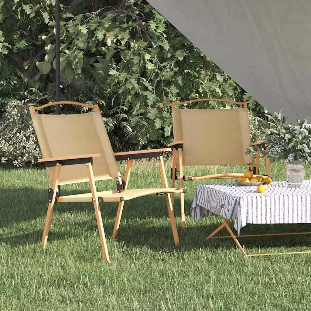 Set di 2 sedie da campeggio vidaXL in tessuto Oxford beige con struttura in acciaio L: 54 cm, P: 55 cm, H: 78 cm