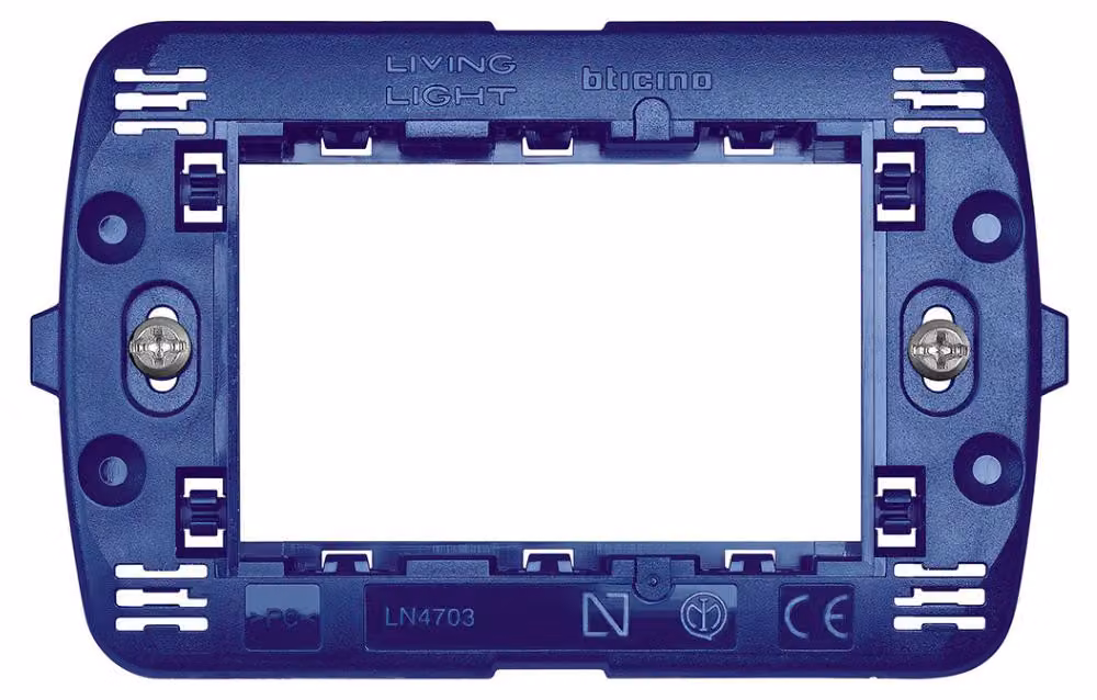 Bticino LivingLight Supporto Plastica Blu Scatola 3 Moduli LN4703