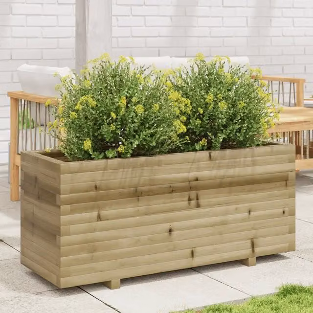 Fioriera da giardino vidaXL in legno marrone L: 110 cm, P: 40 cm, H: 49,5 cm
