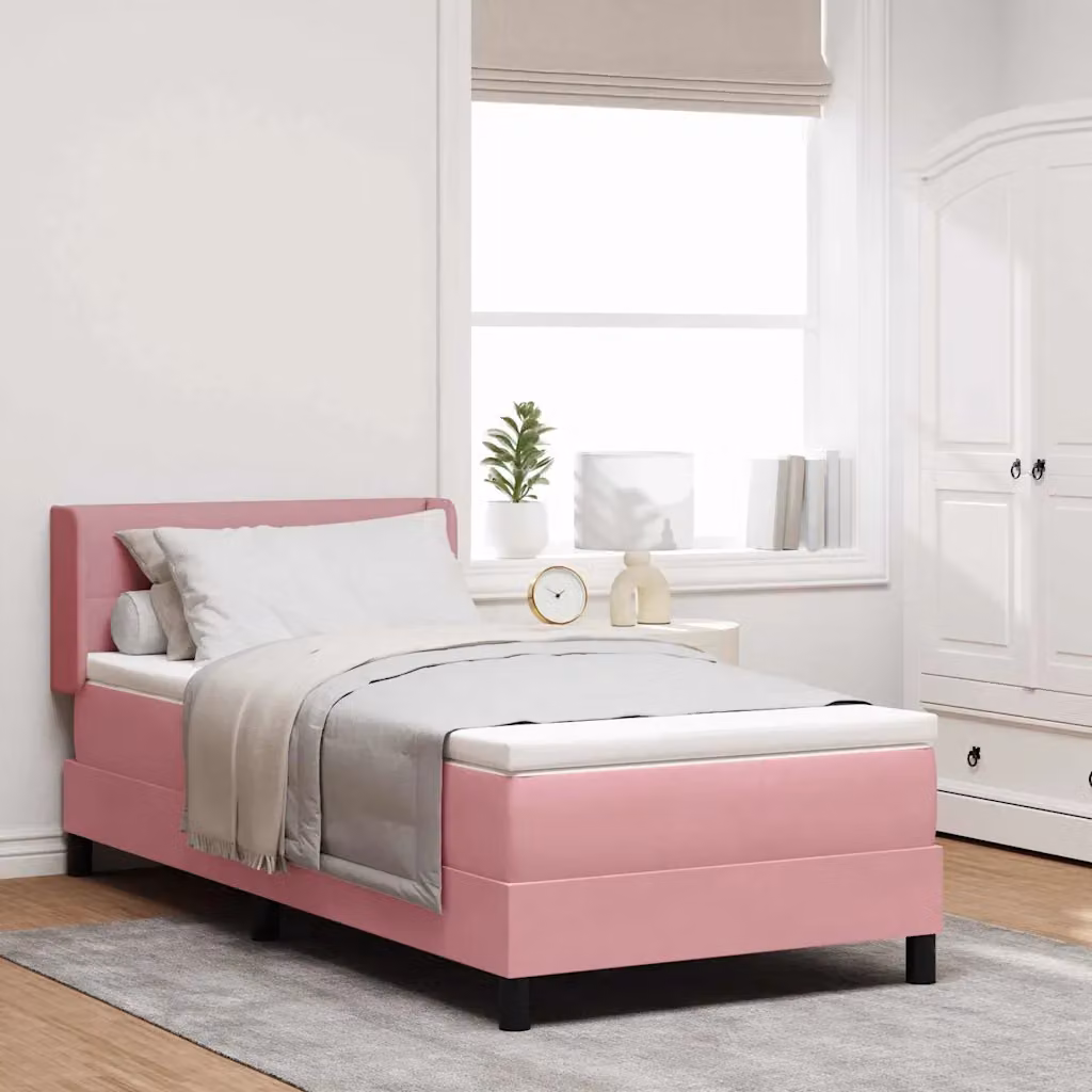 Letto ibrido con testiera in velluto rosa vidaXL L 200 cm x P 90 cm