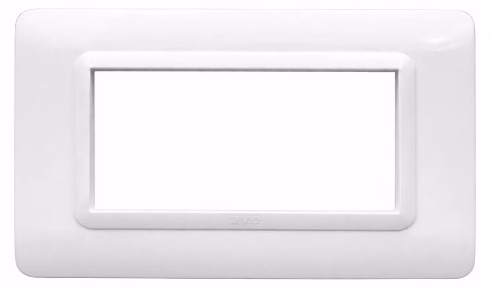Placca AVE S44 Bianco In Tecnopolimero Per Installazione Elegante - Numero Posti 4 Moduli