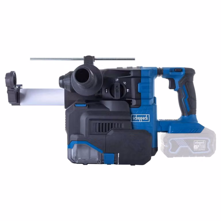 Martello perforatore a batteria Scheppach BC-DH300DFS-X - 20 V | Forza di percussione 2,8 J | 4440 bpm | SDS-Plus | Sistema antivibrazioni | Impugnatura ausiliaria a 360° | Impugnatura morbida