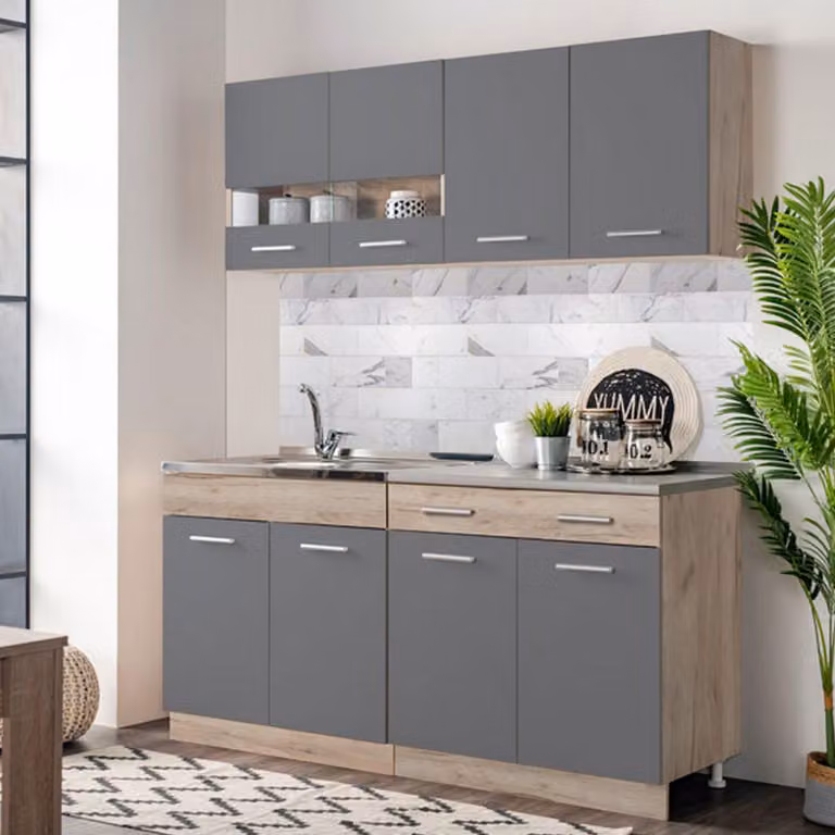Solarolo - Cucina, Nero Antracite, un Cassetto, Elettrodomestici non inclusi