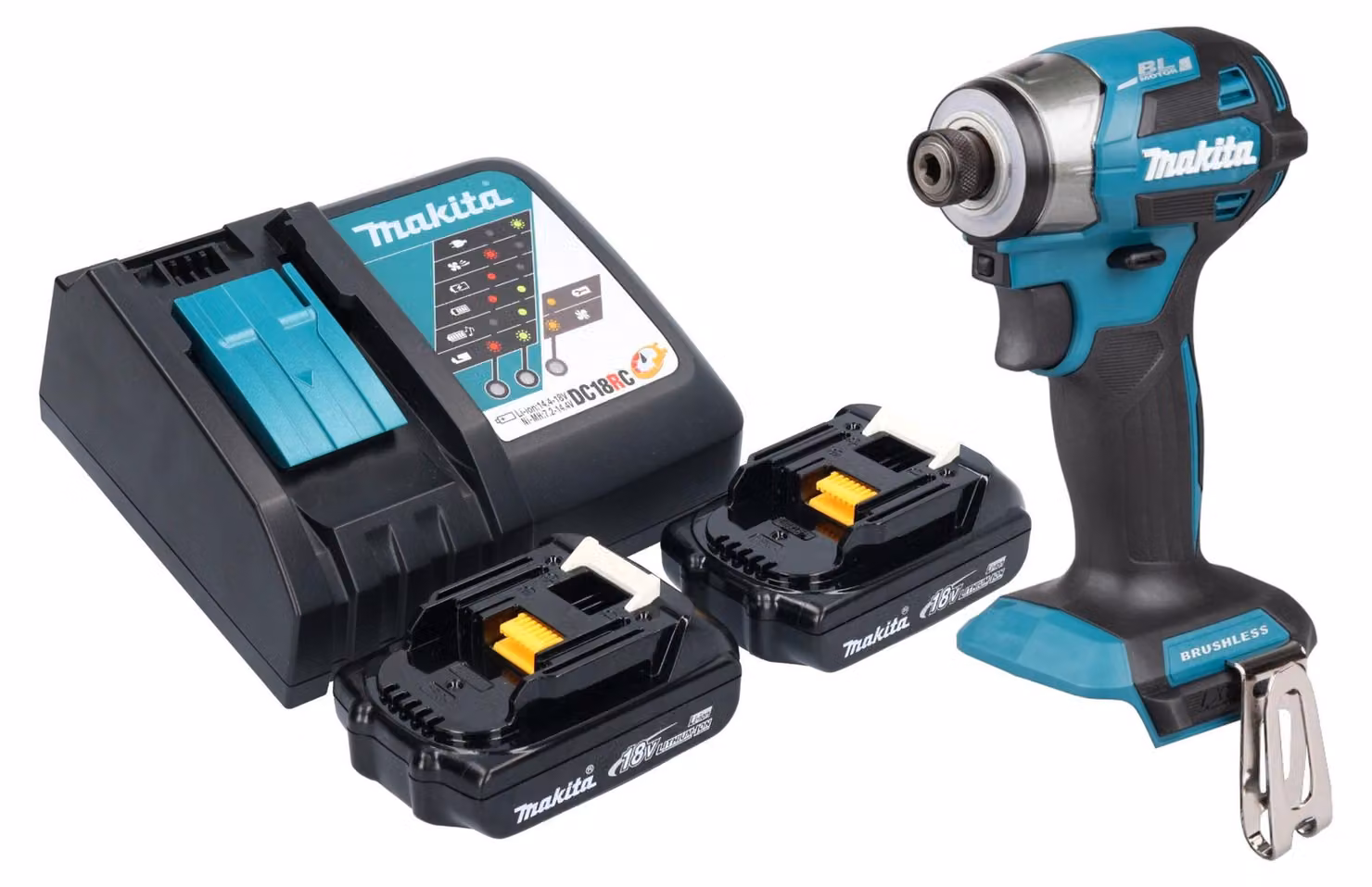 Avvitatore a impulsi a batteria Makita DTD 173 RY 18 V 180 Nm 1/4" brushless + 2x batteria ricaricabile 1,5 Ah + caricatore