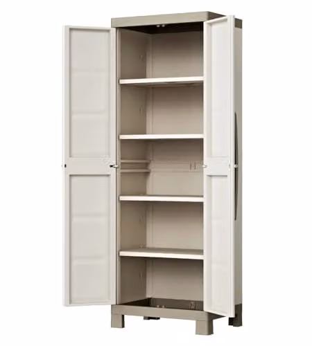 Keter Armadio Alto Excellence, 4 Ripiani Regolabili, Beige/Tortora, 65x45x182 H Cm