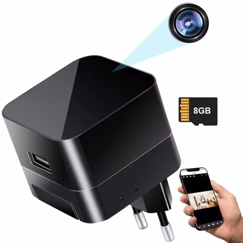 Mini Telecamera Caricabatterie USB iUni IP90, Wi-Fi, 8GB, Visualizzazione 4K, Visione Notturna