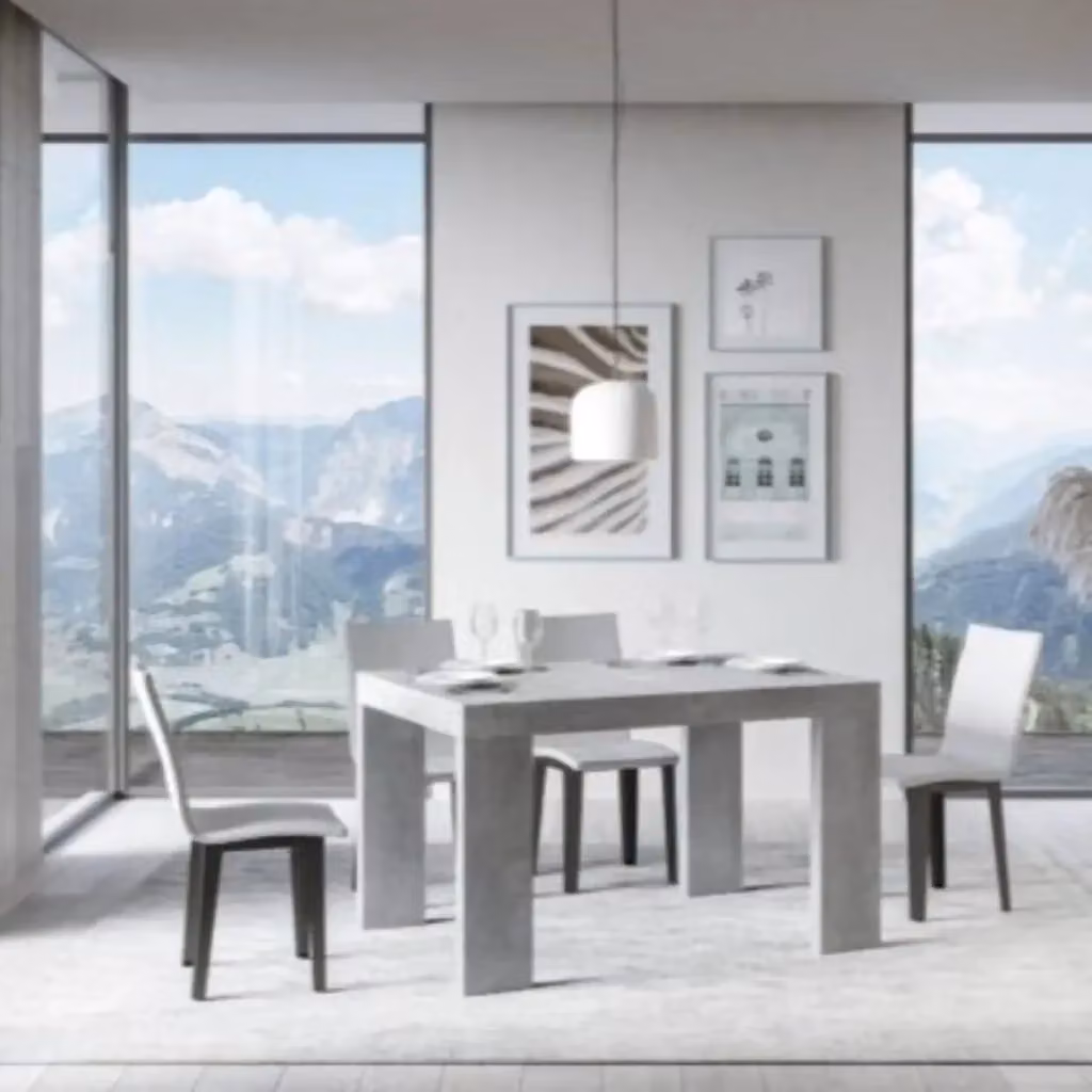 Tavolo allungabile Roxell rettangolare colore grigio con piano in MDF laminato opaco L: 120/380 cm, P: 90 cm – 2