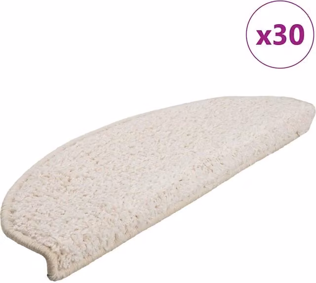 Set di 30 tappetini per scale semicircolari grandi vidaXL, bianchi, antiscivolo e autoadesivi, L: 65 cm, P: 21 cm, H: 4 cm