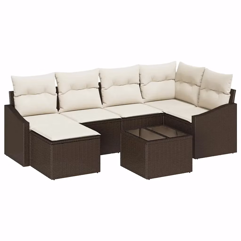 Set da pranzo per giardino e terrazza vidaXL in rattan marrone e beige con 7 pezzi – 2