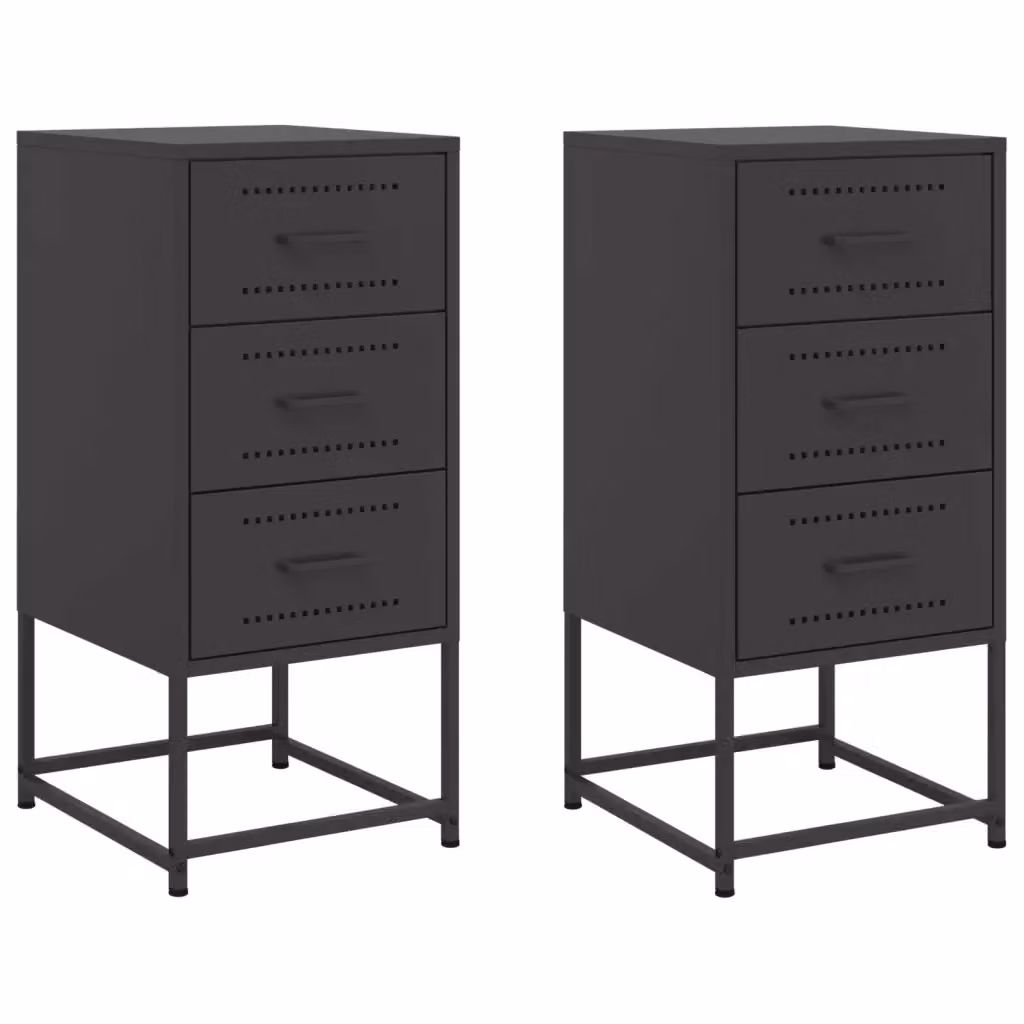 Set di 2 comodini sospesi vidaXL in metallo nero opaco stile industrial L/P/H: 36 x 39 x 78 cm – 2