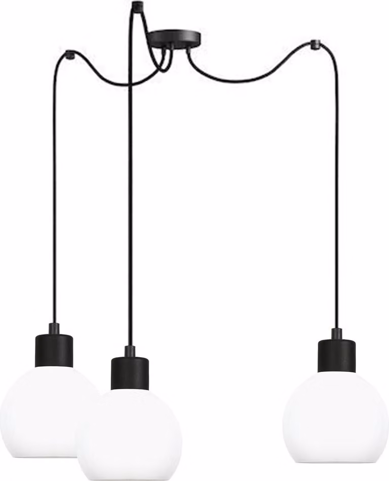 Lampada a sospensione nera con paralume bianco MOKA 14-122