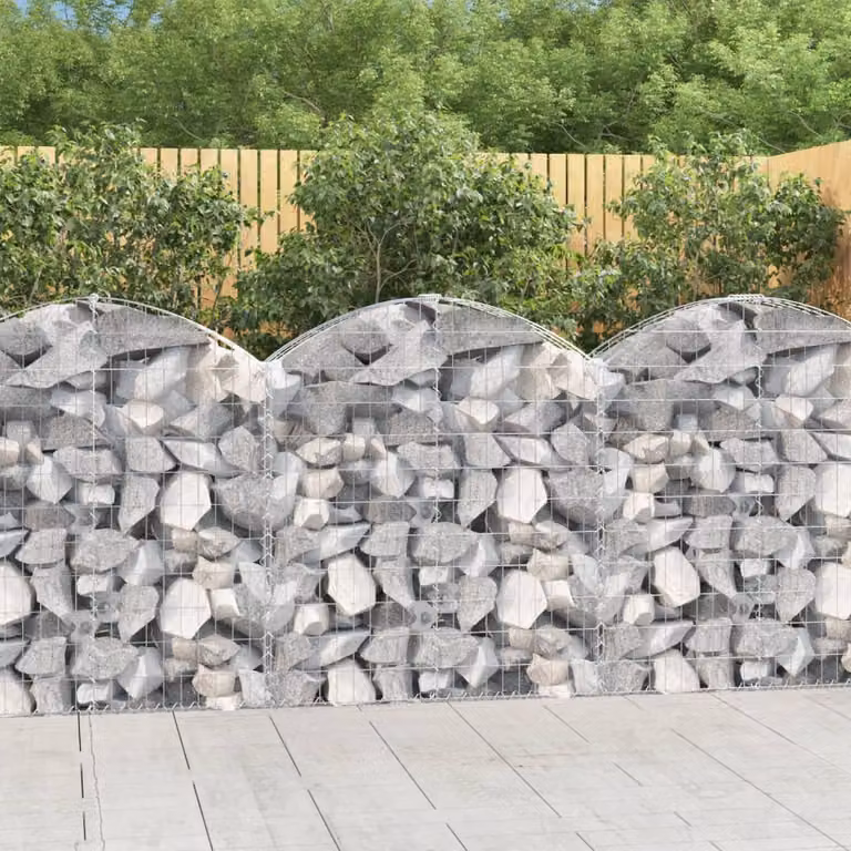 Cesto Gabbione ad Arco vidaXL in Acciaio Zincato Grigio L/P/H: 100 x 30 x 100/120 cm