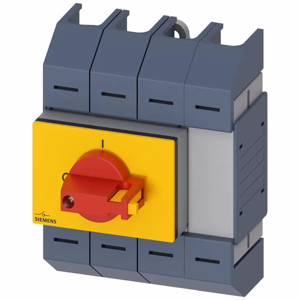 Sezionatore Siemens 100 A, serie 02, 4 poli, azionamento frontale centrale, unità completa 3KD05432LG203
