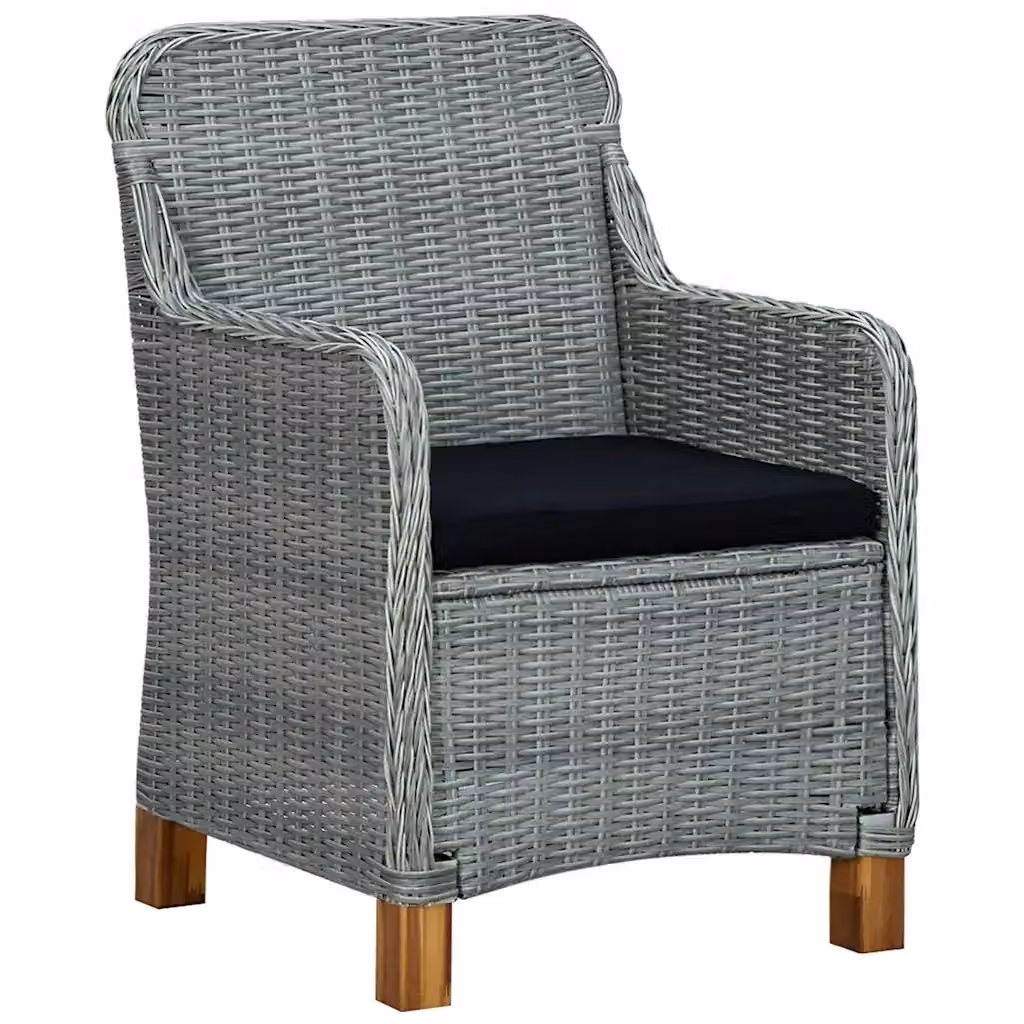 Set da pranzo da giardino vidaXL in legno di acacia oliato, 9 pezzi, Grigio e Nero