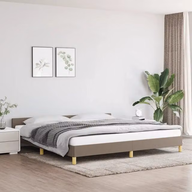 Struttura Letto Design Mania con Giroletto Imbottito in Tessuto Beige L/P/H: 200 x 200 x 30 cm