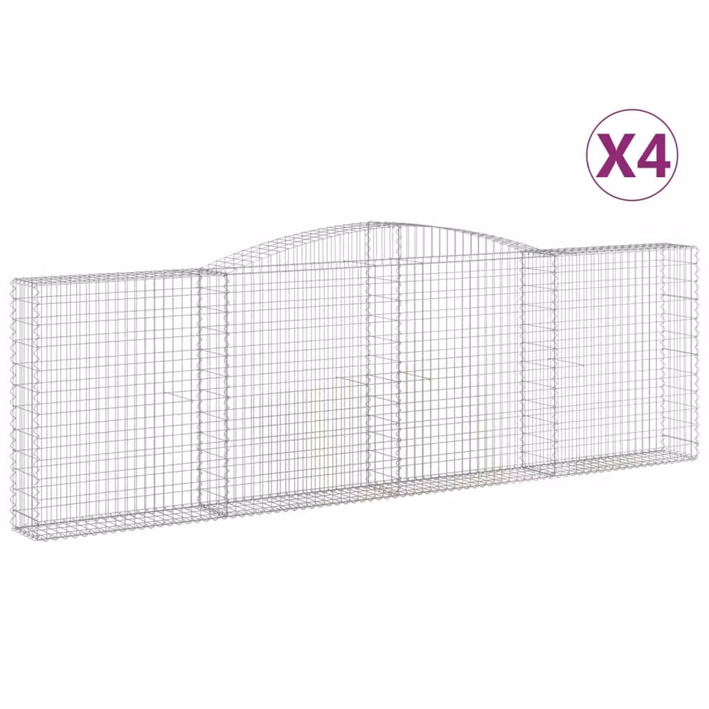 Cesti Gabbioni ad Arco 4 pz 400x30x120/140 cm Ferro Zincato