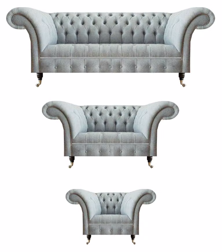 Komplette Graue Chesterfield Couchen Sitzsofas Dreisitzer Lehnsessel