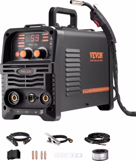Saldatrice Inverter 3 in 1 MIG-130 130A Multiprocesso Senza Gas MMA Lift TIG Portatile con Display Digitale Nero – 1