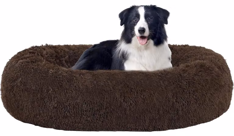 Cuccia per cani, rotonda, ortopedica, morbida e lavabile, diametro 90 cm, color marrone