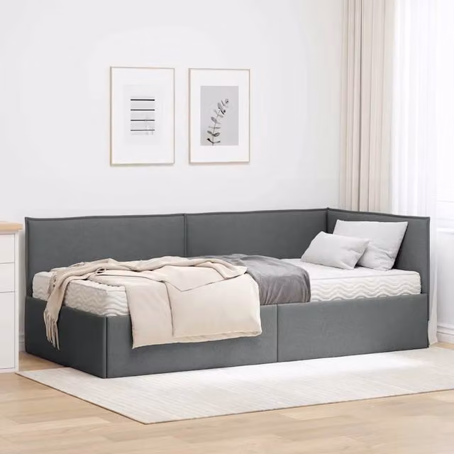 Struttura Letto Angolare con Materasso 2 pz-Giroletto con materasso Grigio Velluto 545283