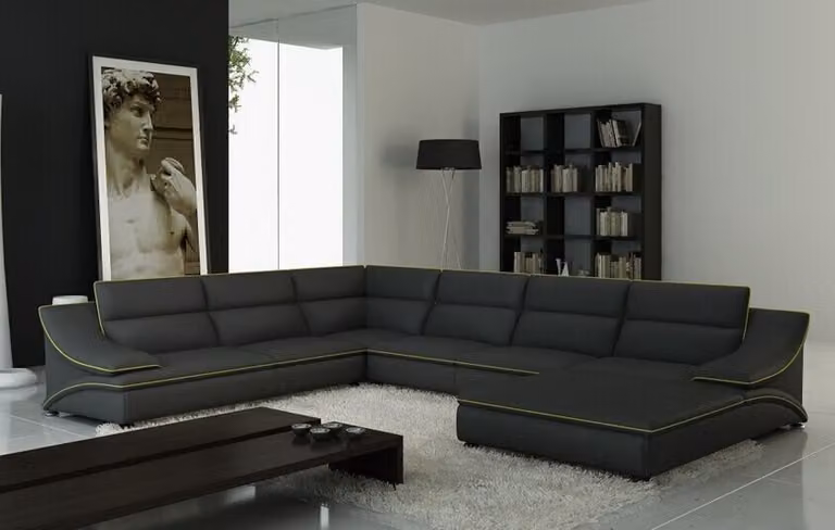 Ledersofa Couch Wohnlandschaft Ecksofa Eck Garnitur Design Modern Sofa mit USB