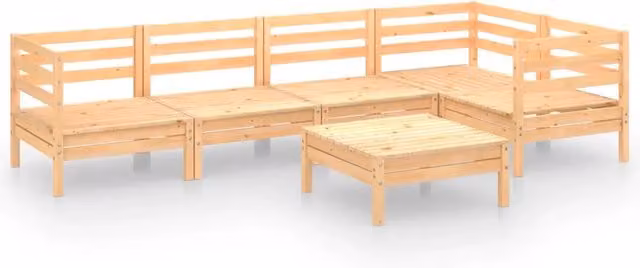 Set Salotto da Giardino 6 pz | Set di Mobili da Esterno in Legno Massello di Pino
