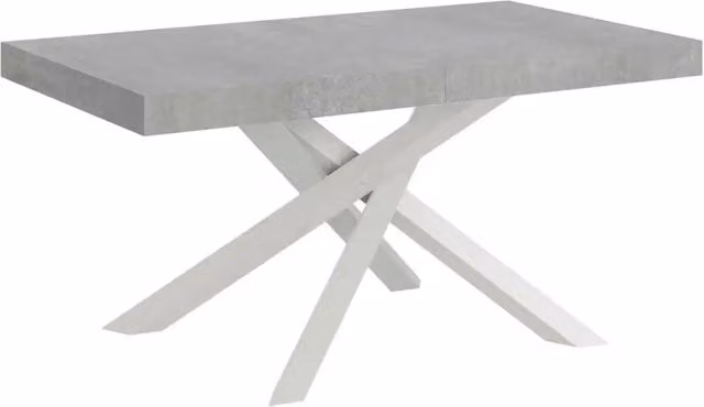 Tavolo allungabile Itamoby Volantis Premium colore cemento con gambe bianche L: 180-440 cm, P: 90 cm