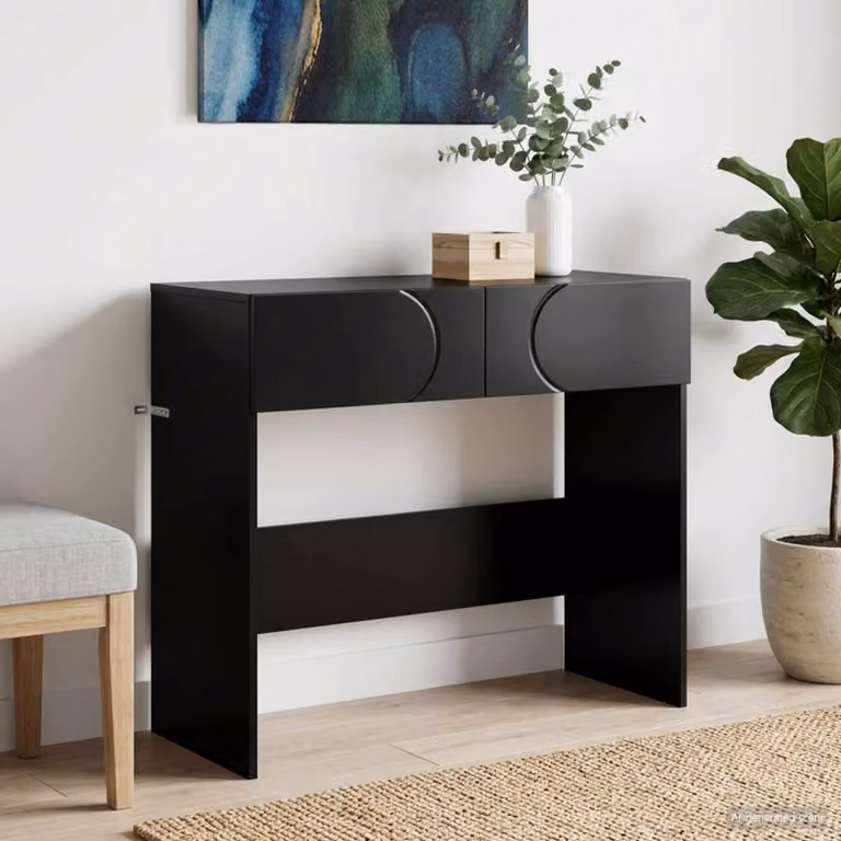 Consolle moderna vidaXL in legno composito nero opaco L/P/H: 96,5 x 38 x 75 cm