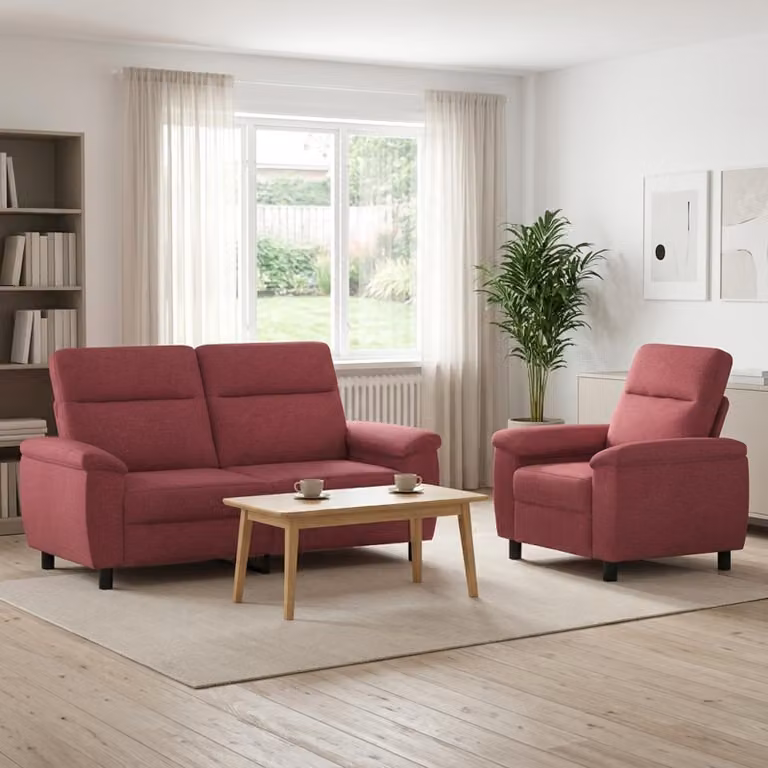 Set di 2 divani moderni vidaXL in tessuto rosso con struttura in metallo per il tuo soggiorno
