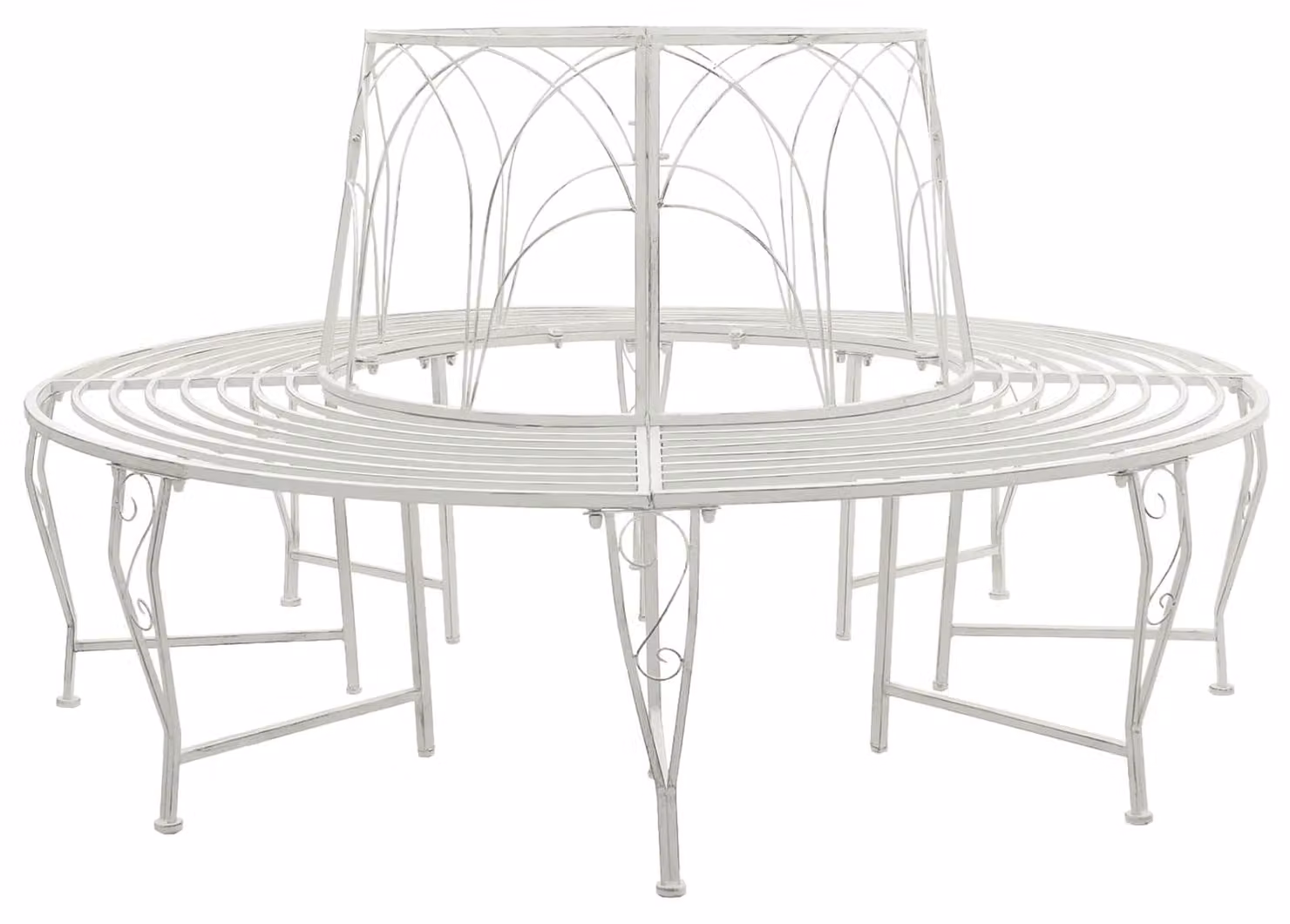 Panchina a forma di albero 8 posti Ø 160 x 89 cm Acciaio Bianco antico