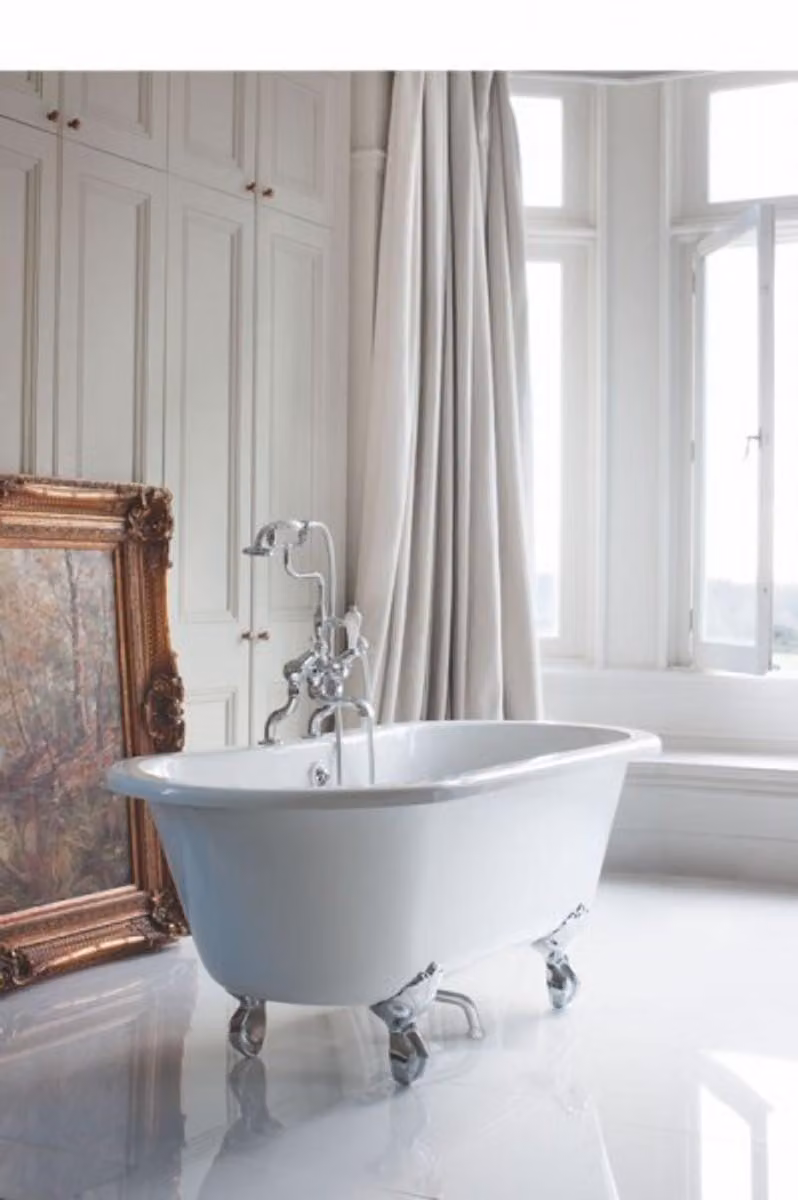 Casa Padrino Vasca da bagno liberty 150 x 75 x 63 cm freestanding BWin bianco, vasca da bagno antica retrò, piedini:Luxury Classic nero