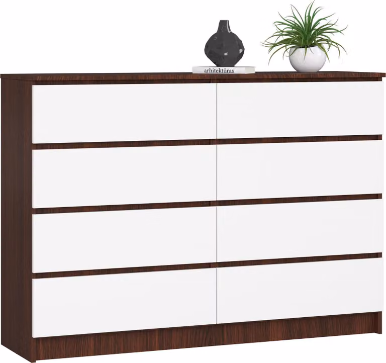 Akord Credenza 8 Cassetti Wenge/Bianco 138X40X99 Cm