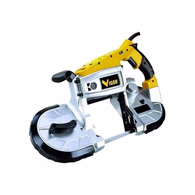 Vigour Sega a nastro portatile da banco 1100 W per metallo, colore nero e giallo, taglio massimo 127x127 mm – 2
