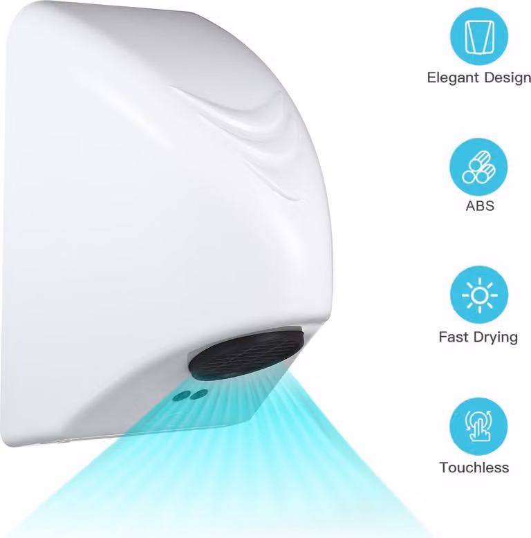 Asciugamani automatico 600W - Asciugamani elettrico con aria calda, per bagno, uso domestico e commerciale, custodia in plastica