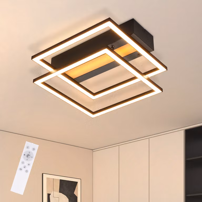 ZMH LED plafoniera RGB cambia colore plafoniera camera da letto 36W dimmerabile con telecomando nero plafoniere moderne angolari