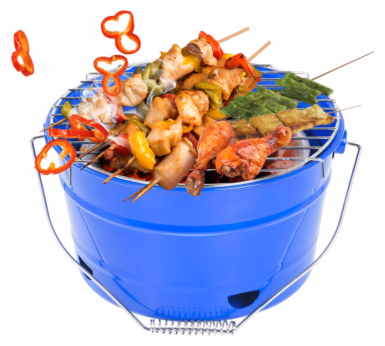 Barbecue portatile a carbone, colore blu - Superficie di cottura: 1225 cm² - Acciaio inossidabile