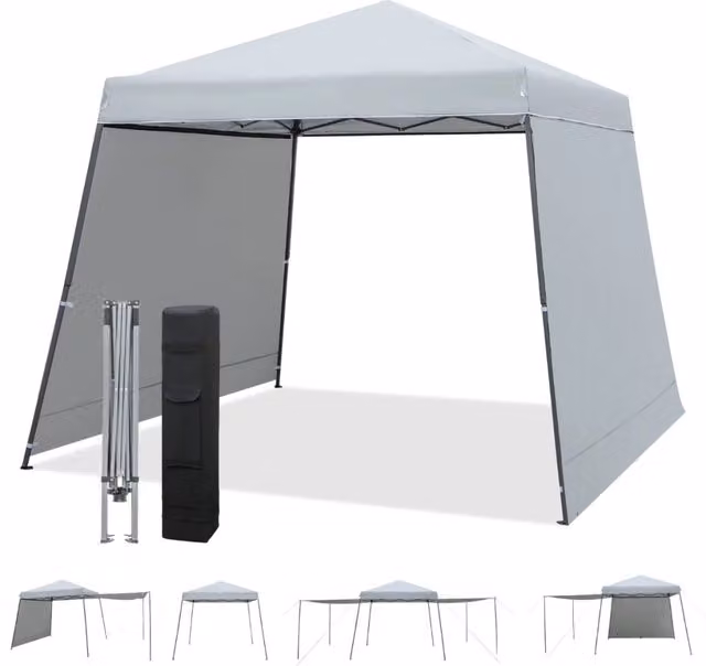 Gazebo pieghevole da giardino DESIGN IN impermeabile con pareti e borsa a ruote, Grigio, L 300 x P 300 x H 255 cm