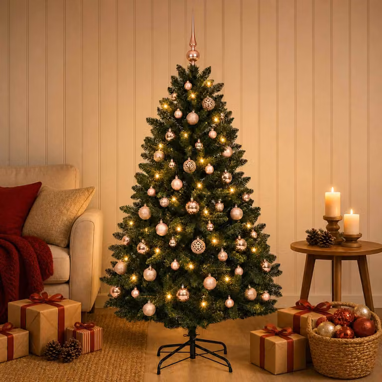 vidaXL Albero di Natale artificiale verde scuro con palline 180 cm
