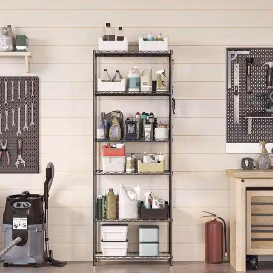 Famanu, scaffale da cucina con 6 ripiani - Altezza regolabile, colore nero