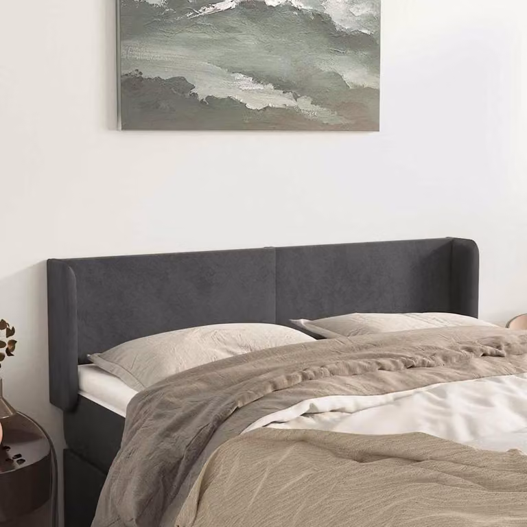 Testiera ad orecchio vidaXL in velluto grigio scuro L: 147 cm, P: 16 cm, H: 78-88 cm
