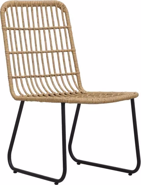 Set di 2 sedie da giardino vidaXL in polyrattan color rovere e beige con struttura in metallo