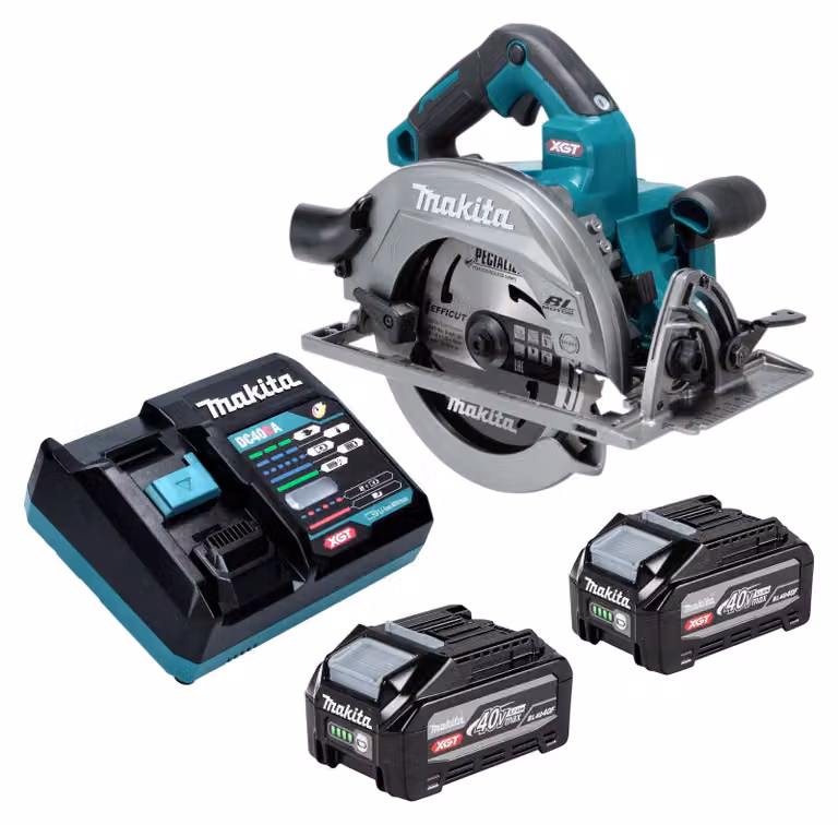 Sega circolare a batteria Makita HS 003 GU201 40 V max. 190 mm Brushless + 2 batterie da 4,0 Ah + caricabatterie