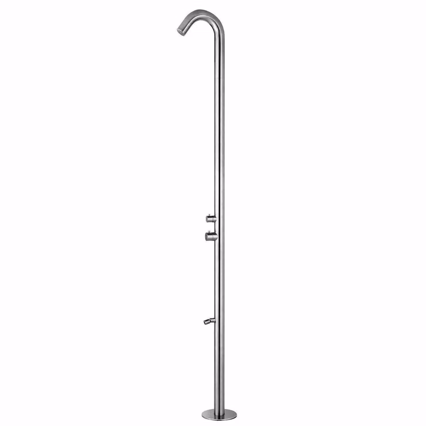 Sined Quartu: doccia esterna in acciaio inossidabile 316L, con soffione e rubinetto per il lavaggio dei piedi, altezza 2289 cm, acciaio inossidabile
