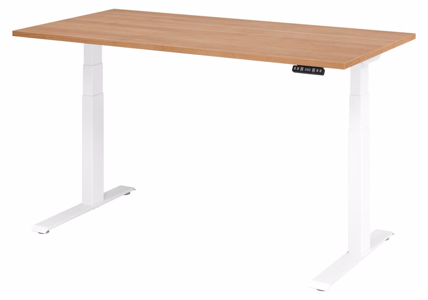 Scrivania regolabile in altezza XDKB | 2 motori | 120 - 180 cm | elettrica, dimensioni piano:160 x 80 cm, colore piano:noce, colore struttura:bianco