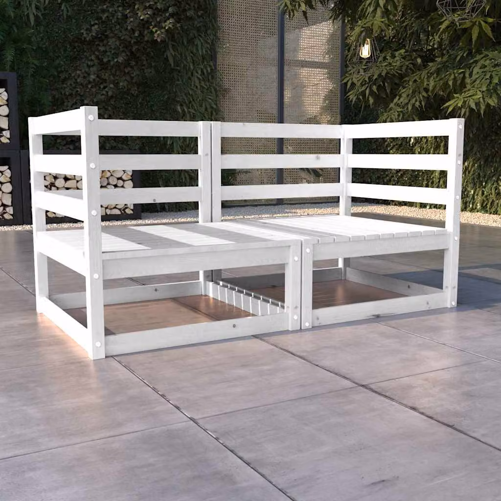 vidaXL Divano da Giardino a L Moderno in Legno di Pino Bianco con Cuscini