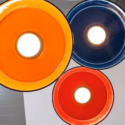 Lampada a sospensione LED Circus Zafferano in ceramica blu e nera, dimmerabile, diametro: 24 cm – 2